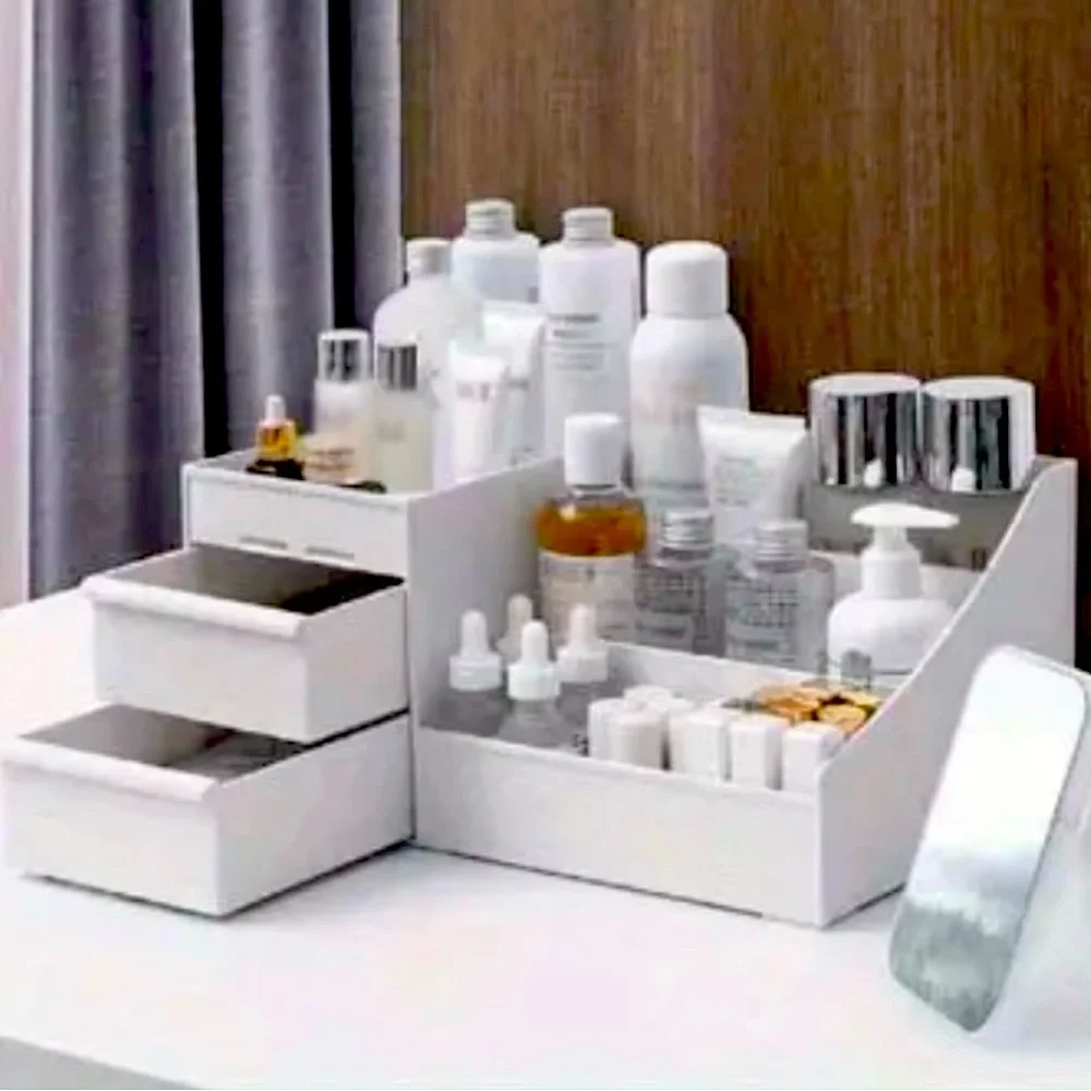 New - Chic - Large Capacity Vanity Organizer - Polished White